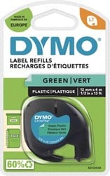 Dymo LetraTag tape 91204 12mm zwart op groen plastic