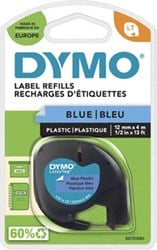 Dymo LetraTag tape 91205 12mm zwart op blauw plastic