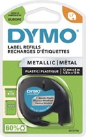 Dymo LetraTag tape 91208 12mm zwart op zilver plastic