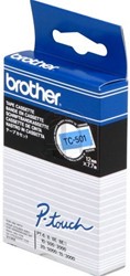 Brother labelprinter tape TC-501 voor P Touch 12 mm zwart/blauw