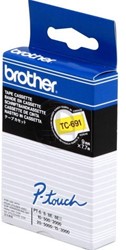 Zwart op gele TC-691 Brother labelprinter tape 9mm