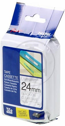 TZE-151 Brother zwart op transparante tape 24mm
