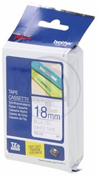 TZE-243 Brother blauw op witte tape 18mm