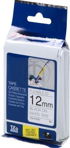 TZE-FX231 Brother zwart op witte flexibele tape 12mm