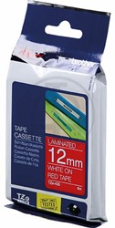 TZE-435 Brother wit op rode  tape 12mm
