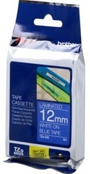 TZE-535 Brother wit op blauwe tape 12mm