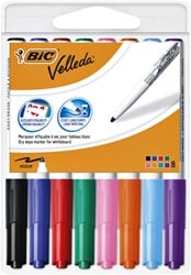 Whiteboard stiften Bic Velleda 1741 etui van 8 stuks assorti