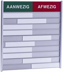 Aanwezigheidsbord voor 10 namen