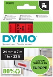 S0720970 DYMO D1 24mm BLACK-RED 53717 tape 7m