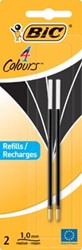 Bic vulling voor balpen 4 Colours Medium blister met 2 stuks zwart