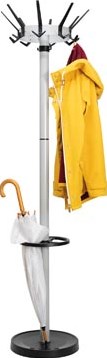 MAUL kapstok caligo metaal hoogte 175 cm 32 kledinghaken met parapluhouder zilver-3