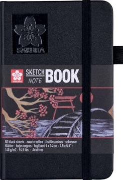 Sakura schetsboek, 140 g/m², ft 9 x 14 cm, zwart, 80 vel