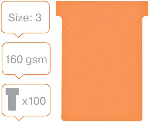 Nobo T-planbordkaarten index 3, ft 120 x 92 mm, oranje-2