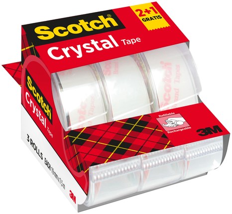 Plakband Scotch Crystal 600 19mmx7.5m + handafroller