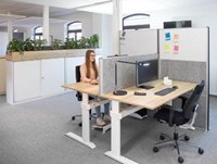 MAULconnecto scheidingswand, 1 x whiteboard, 2 x donkergrijs, frame zilver, voet-3