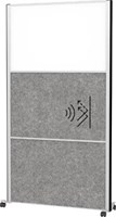 MAULconnecto scheidingswand 1 x whiteboard 2 x donkergrijs frame zilver mobiel