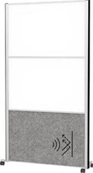 MAULconnecto scheidingswand 2 x whiteboard 1 x donkergrijs frame zilver mobiel