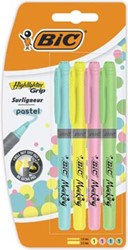 Bic markeerstift Highlighter Grip Pastel, blister van 5 stuks in geassorteerde kleuren