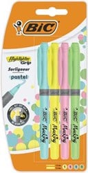 Bic markeerstift Highlighter Grip Pastel, blister van 5 stuks in geassorteerde kleuren
