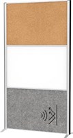 MAULconnecto scheidingswand 1 x whiteboard 1 x kurk 1 x donkergrijs frame zilver voet