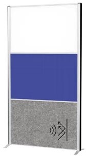 MAULconnecto scheidingswand, 1 x whiteboard, 1 x textiel, 1 x donkergrijs, frame zilver, voet