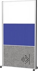 MAULconnecto scheidingswand 1 x whiteboard 1 x textiel 1 x donkergrijs frame zilver mobiel