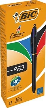 Bic balpen 4 kleuren Pro doos met 12 stuks