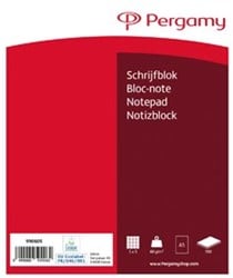 Pergamy schrijfblok, 60 g/m², ft A5, 100 vel, geruit 5 mm
