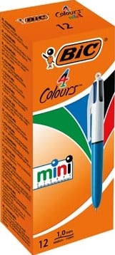 Bic Colours Mini 4-kleurenbalpen, medium, klassieke inktkleuren, lichaam blauw