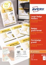 Avery grote badge, ft 10,5 x 14,8 cm, inclusief inserts, doos van 50 stuks