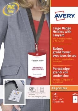 Keycord met badgehouder A6 en insteekkaarten 10 stuks