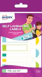 Avery Family gelamineerde etiketten etui met 24 etiketten geassorteerde formaten en standaard kleuren