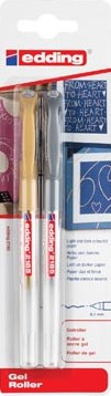 Edding gelroller 2185 goud en zilver blister met 2 stuks