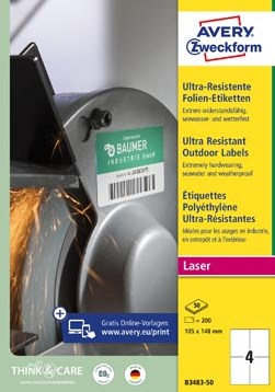 Avery ultra resistente etiketten 105 x 148 mm doos van 200 etiketten