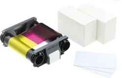 Pakket 1 x kleurenlint & 100 blanco kaarten 0,76 mm voo r Badgy 100 of Badgy 200