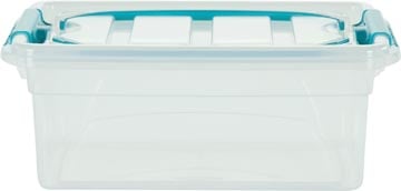 Kunststof Opbergbox 5 Liter Transparant met Blauwe Handvaten Whitefurze Carry Box