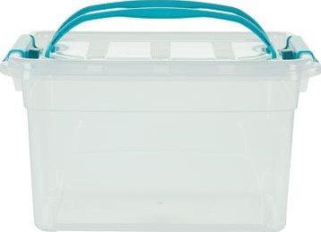 Kunststof Opbergbox 13 Liter Transparant Whitefurze Carry Box met Blauwe Handvaten-2