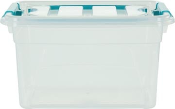 Kunststof Opbergbox 13 Liter Transparant Whitefurze Carry Box met Blauwe Handvaten