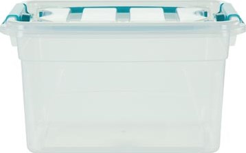 Kunststof Opbergbox 13 Liter Transparant Whitefurze Carry Box met Blauwe Handvaten