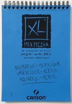 Aquarelblok Canson  XL Mix Media  A4 300gr 30vel spiraal-2