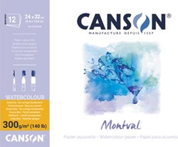 Montval aquarelpapier wit met fijne korrel 300 g/m², 24 x 32 cm blok met 12 vellen