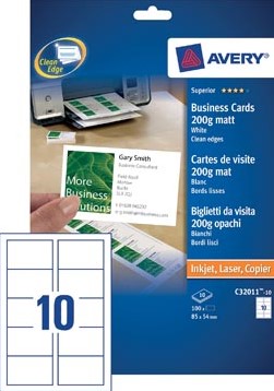 Avery visitekaarten 200 g/m², Ft 85 x 54 mm (10 per blad), doos van 10 blad-2