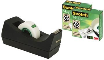 Scotch plakbandafroller C38 zwart inclusief 3 rolletjes 19 x 33 mm-2