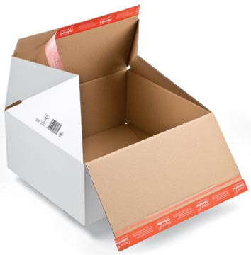 Kartonnen dozen met automatische bodem en Z gevouwen deksel Colompac  30,6 x 18,6 x 12,7 cm wit