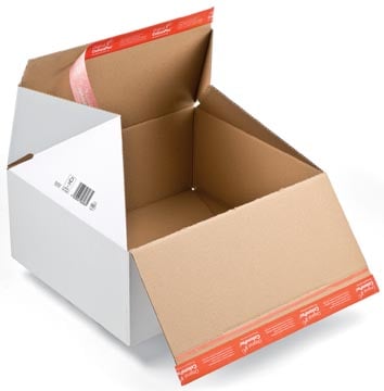 Kartonnen dozen met automatische bodem en Z gevouwen deksel Colompac  30,6 x 18,6 x 12,7 cm wit
