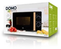 Domo microgolfoven 25,5 cm 20 l zwart met houtlook afwerking-3