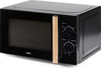 Domo microgolfoven 25,5 cm 20 l zwart met houtlook afwerking