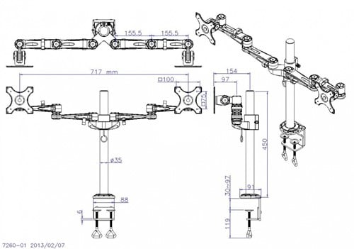 Dubbele monitor arm