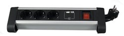 Perel desktop contactdoos met 3 stopcontacten, 2 USB-poorten en schakelaar, zwart, voor België