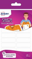 Avery Family kledingetiketten, ft 4,5 x 1,3 cm, wit, ophangbare etui met 36 etiketten